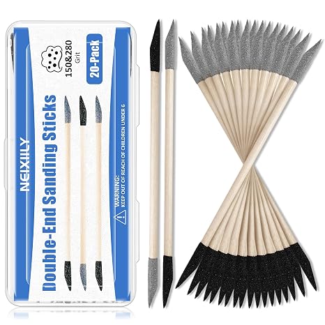 Dual-Grit Sanding Sticks 150/280 Grit 20PCS, 2-in-1 Abrasive Sticks for Woodworking, Models & Metal Polish, Fine Detailing Tools for Tight Spaces - NEIXIILY