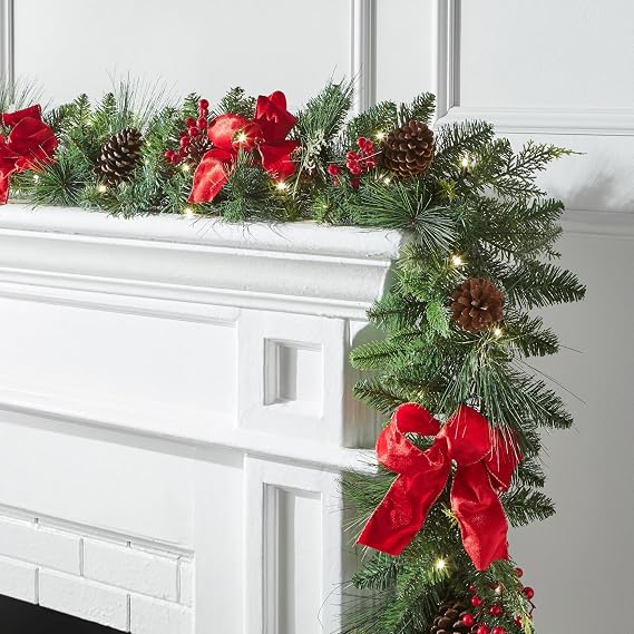 BrylaneHome 9' Pre-Lit Holiday Classic Garland