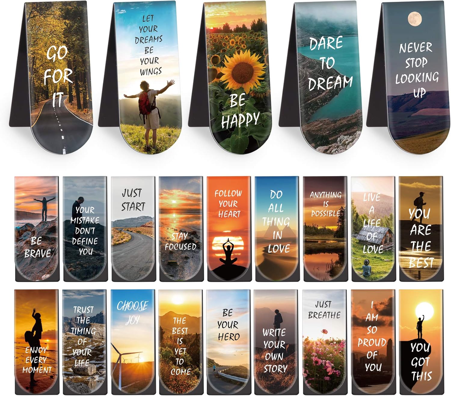 Magnetic Bookmarks 46Pcs Inspirational Book Mark Magnetic Page Markers Page Clip with Magnet for Students Teachers School Home Office Reading Supplies, Nature Scenery Pattern