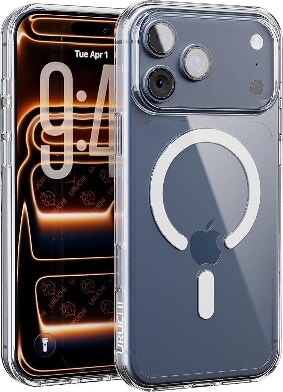 URUCHI Manyetik Şeffaf Kılıf, iPhone 13 Mini / 12 Mini ile Uyumlu, Sararmaz Tam Sert Mika (Kenarları Dahil), Ultra İnce, Darbeye Dayanıklı Kristal Kapak