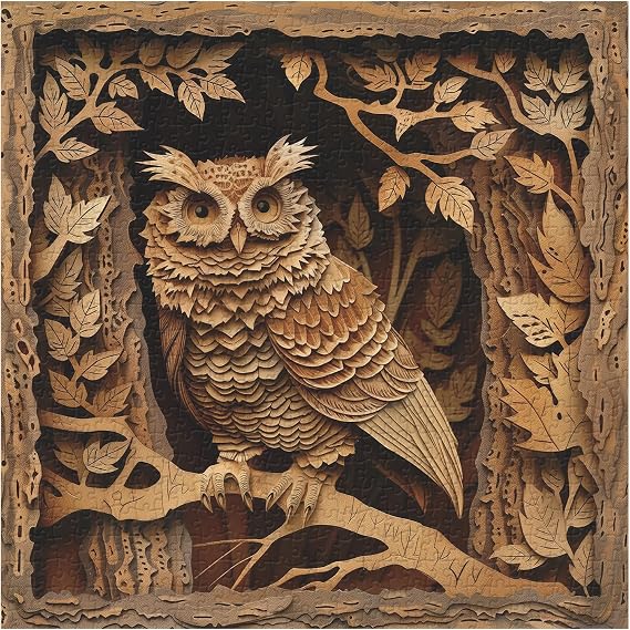 Owl Puzzles for Adults 1000 Pieces, Bird Impossible Challenging Forest Jigsaw Puzzles, Nature Jungle Owl Animal Puzzle as Wall Decor