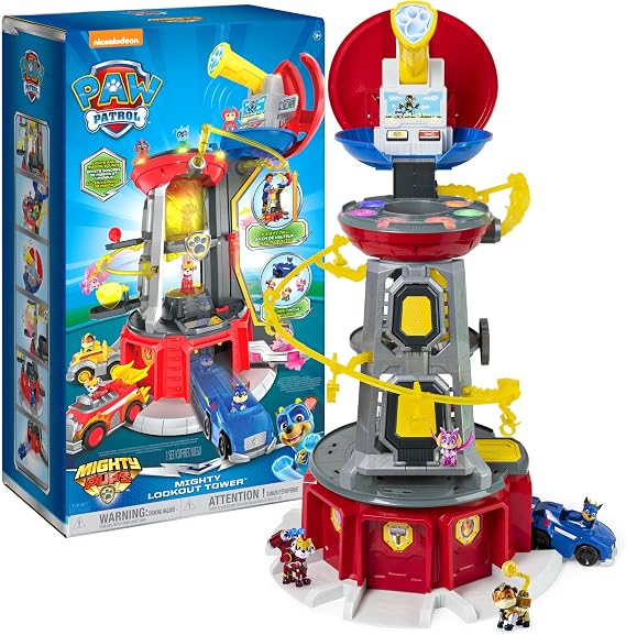 Paw Patrol Mighty Lookout Tower Playset with 4 Figures & Toy Car