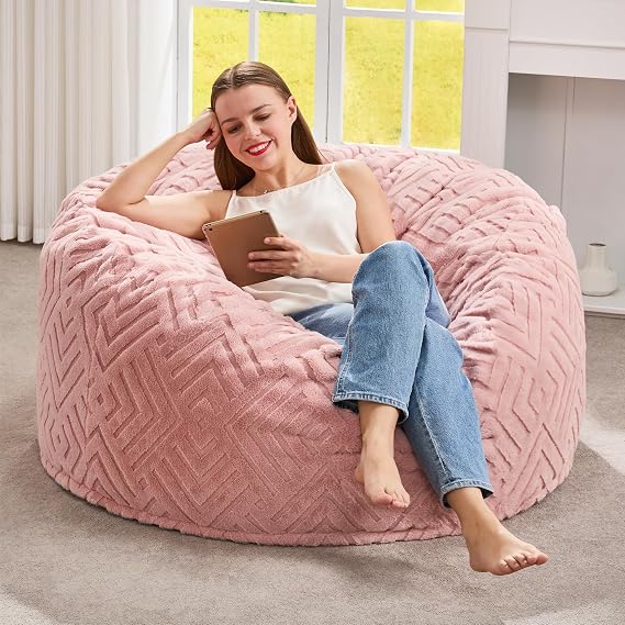 Hobestluk Bean Bag Chair Giant Beanbag Washable LivingRoom 3FT Pink Adult