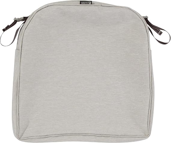 Classic Accessories Montlake Water-Resistant 20 x 20 x 2 Inch Square Outdoor Seat Cushion Slip Cover, Patio Furniture Chair Cushion Cover, Heather Grey, Patio Furniture Cushion Covers