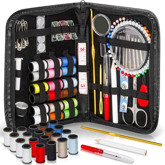142-Piece Travel Sewing Kit for Adults & Kids, Small Needle & Thread Kit