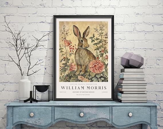 William Morris Rabbit, Hare Print, William Morris Exhibition Print, William Morris Poster, Vintage Wall Art, Textiles Art, Vintage Poster (184c) A3