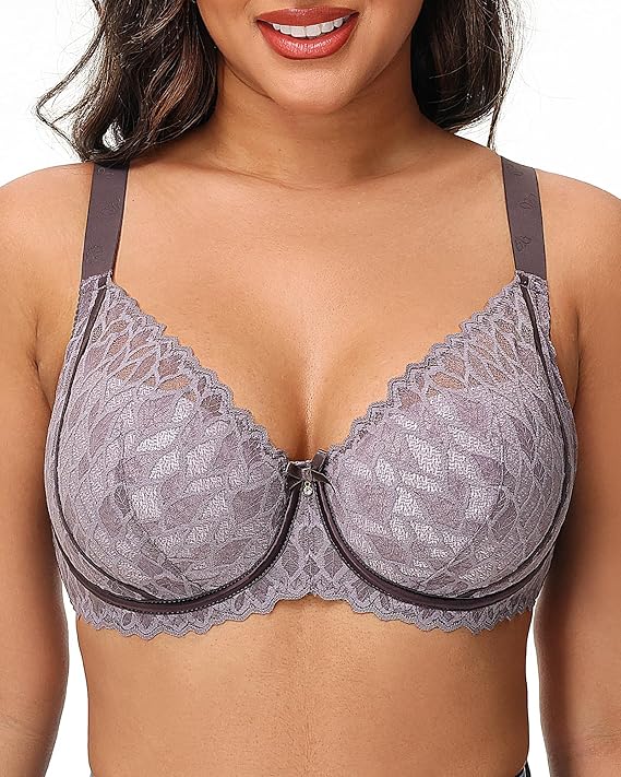 Plus Size Lace Bras for Women Full Coverage Comfortable Underwire Bra