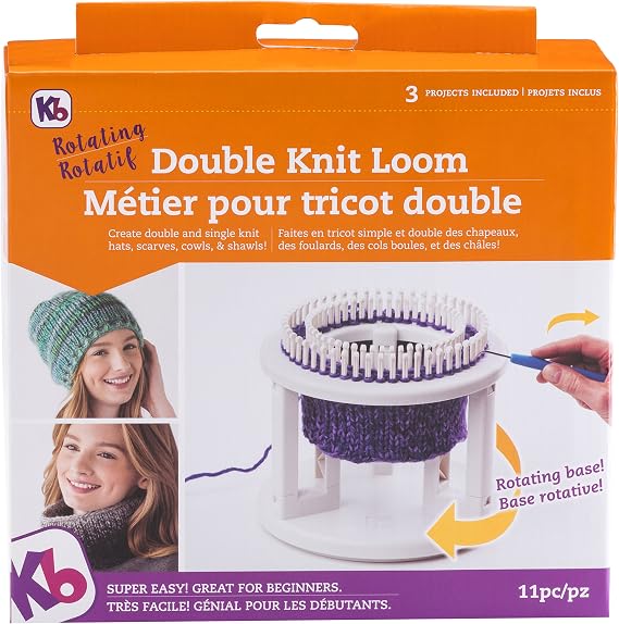 Authentic Knitting Board 'Rotating' Double Knit Loom, Double Knit with Rotating Base, Easy Knitting