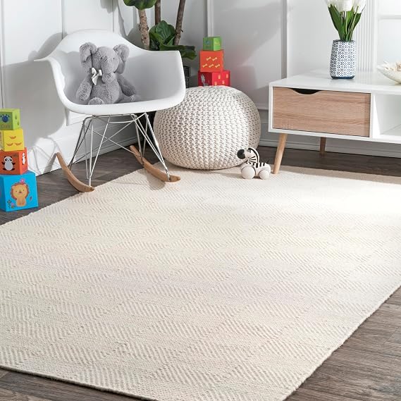 nuLOOM Ago Cream Geometric Flatweave Wool Area Rug, 8' x 10'