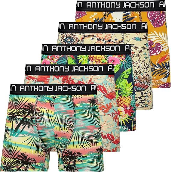 Anthony Jackson Likralı 5'li-3'lü Kutu Desenli Premium Erkek Boxer Palm Horizon