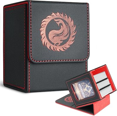 Deck Box for MTG,Card Deck Box Fits 100 Double Sleeved Cards, Magic Commander TCG Card Storage Box with 2 Divider1-Red
