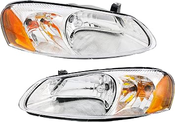 Evan Fischer Driver and Passenger Side Headlight for Dodge Stratus 2001-2006 Halogen With bulbs 4-Door, Sedan Replaces# 4805820AD 4805820AA 4805821AD 4805821AA