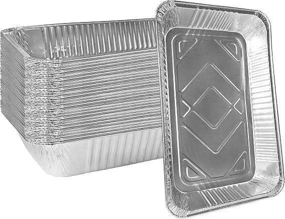 [20 Pack] Heavy Duty Full Size Deep Aluminum Pans Foil Roasting & Steam Table Pan 21x13 inch Deep Chafing Trays for Catering - Disposable Large Pans for Baking, Caterer's, Reheat, Bakeware, Grilling