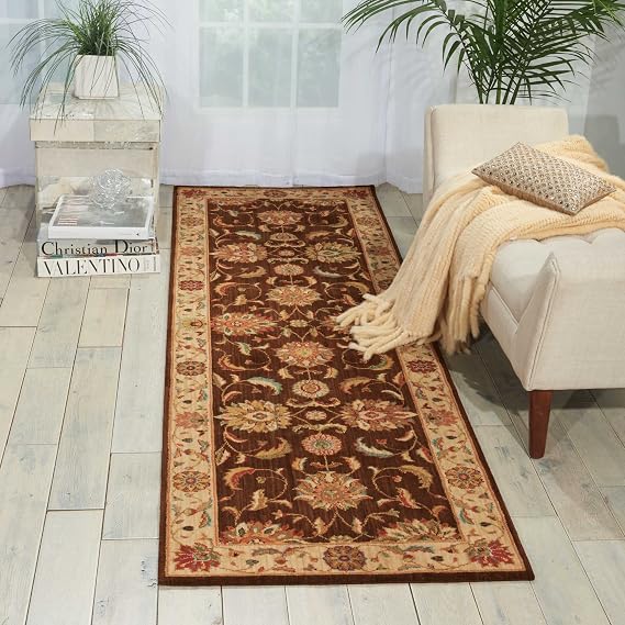 Nourison Home Living Treasures Brown 2'6" x 8' Area-Rug, Easy Clean, Non Shedding, Bed Room, Living Room, Dining Room, Kitchen (3x8)