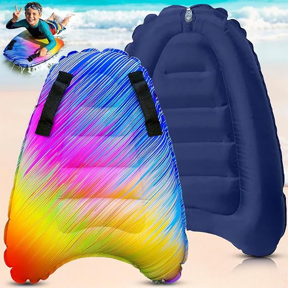 JAMBO Inflatable Surf Body Board with Handles, Boogie Board for Beach, Surfing Swimming Floating Surfboard Boards, Pool Floats Pool Beach Toy for Kids (Color Spiked Bodyboard) - 1 Pack