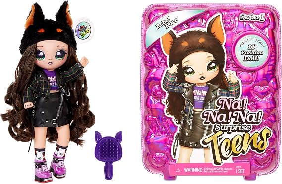 Na Na Na Surprise Teens Fashion Doll Rebel Dare, 11" Soft Fabric Doll, Dog Inspired