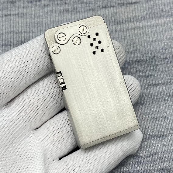 Titanium Alloy Dragon Tongue Kerosene Lighter, Metal Open Flame Lighter, (Porous Windproof + One-Button Automatic Lgnition + Gear Lock) (A (Titanium Alloy))