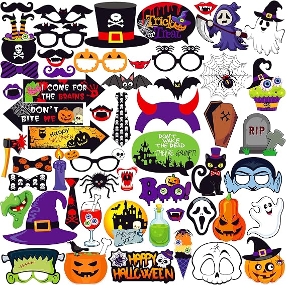 KatchOn Halloween Photo Booth Props, Pack of 56