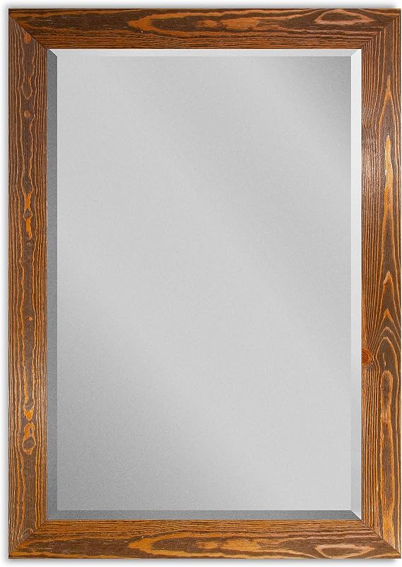 Renditions Gallery Rustic Barnwood Rectangular Framed Wall Mirror-Maple, 29X41