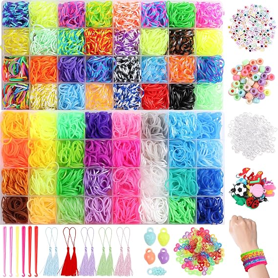 XKDOUS 64 Colors Rubber Band Bracelet Kit, Rubberband Bracelet Making Kit