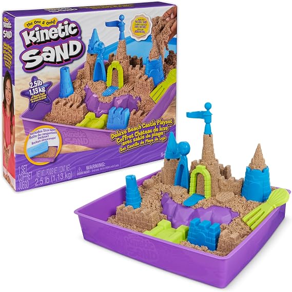 Kinetic Sand Deluxe Beach Castle Playset, Moldable Sensory Toys, Ages 5+