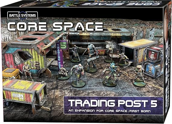 Core Space First Born: Trading Post 5 Expansion - Battle Systems Cooperative/Solo SciFi Dungeon Crawler Board Game