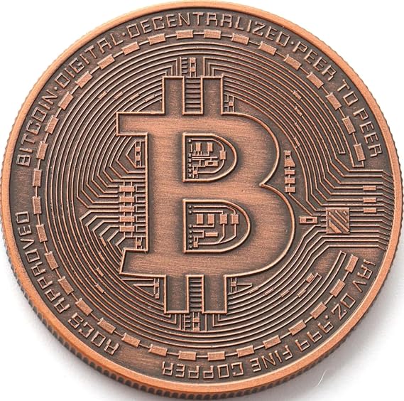Bitcoin Copper Coins 1 Pcs 1 oz .999 Pure Physical BTC Tokens | Commemorative Collectible Gift Set in Display Case | Unique Crypto Souvenir for Men, Women & Collectors | Perfect for Gifting