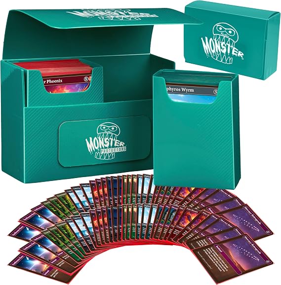 Monster Protectors Magnetic Double Deck Box Green, Holds 150 TCG Cards