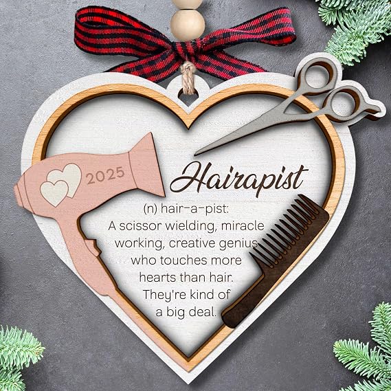 Hairdresser Gifts for Women - Hairdresser, Hair Stylist Ornaments, Barber, Beautician, Cosmetology Ornaments - Gifts for Hairdressers Female, Hair Dresser, Cosmetologist - Wood Beauty Ornament