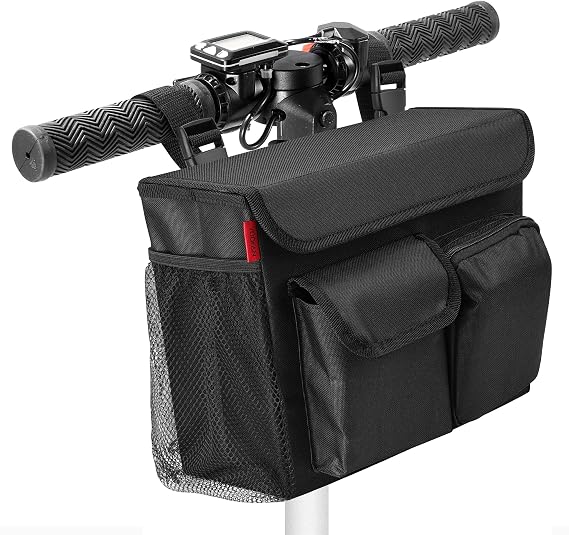 YOOFAN Mobility Scooter Bag Convenient Organizer Pouch with 14-Inch Laptop Pocket and Cup Holders, Black