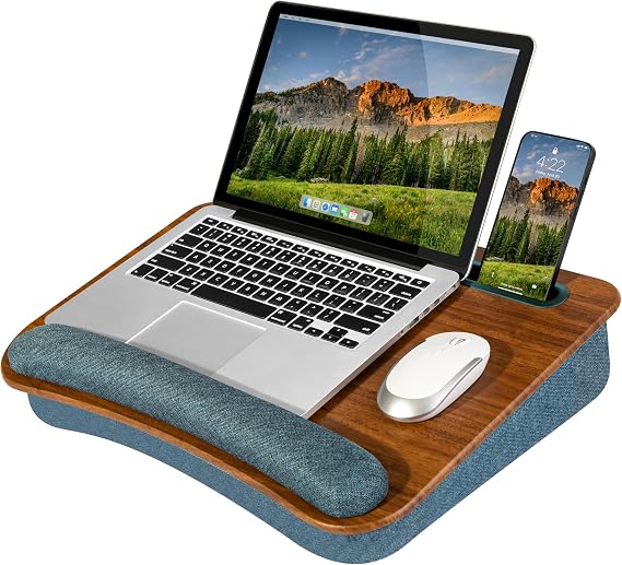 LAPGEAR Portable Laptop Lap Desk Espresso Woodgrain, Fits 15.6" Laptops