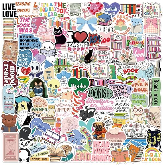 100pcs Book Stickers for Kindle, Bookish Reading Stickers for Laptop, Booktok Book Lover Clear Vinyl Case Gifts Accessories for Teens Adults