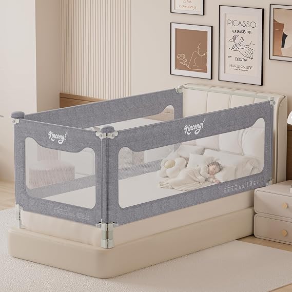 Bed Rail for Toddlers, 3 Pieces Twin XL Size Toddler Bed Rails with 3X U-Shape Base, 10-Key Safety Protection Bed Rail for Baby, Height Adjustable Baby Bed Rail Guard, 38x78.7x78.7 in