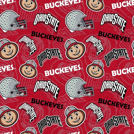 NCAA Ohio State Buckeyes 1178 Tone on Tone Red/White/Gray/Black, Fabric by the Yard