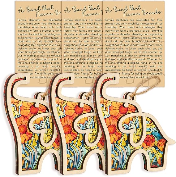 Elephant Gift for Women, Elephant Christmas Ornament with Friendship Card