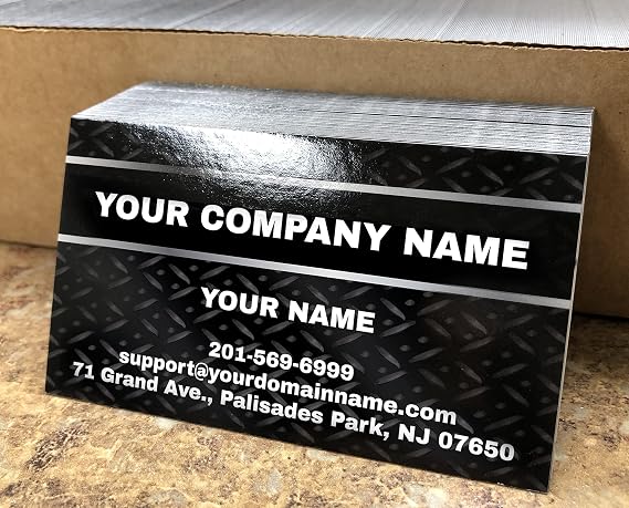Impactonlineprinting Custom Premium Business Cards, Full Color 2 Sides - Black Metal Panel, 16pt (350gsm-Thick Paper), (250pcs to 2,500pcs) Made in the USA