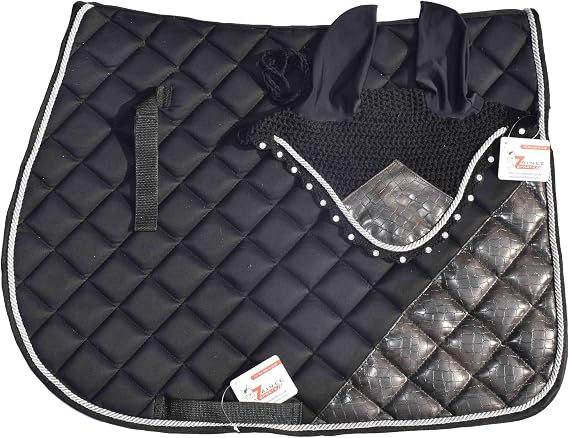 Crocodile Luxury Saddle Pad Set Matching Ear Bonnet | Equestrian Show Gear | Horse Riding Matchy Set | Dressage or Jumping/Hunter
