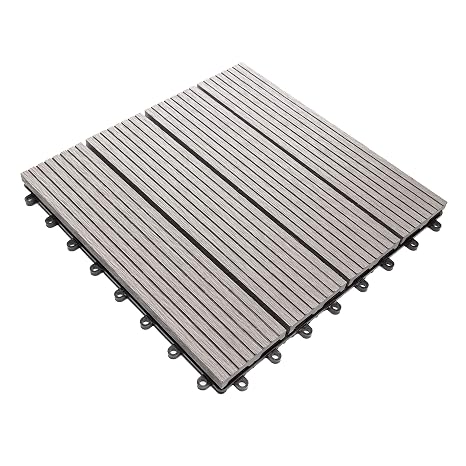 IncStores Helios Interlocking Patio Deck Tiles | All Weather | Waterproof Outdoor Flooring for Patio, Balcony Flooring, Garden and Poolside | 12"x12" | 11 Gray 4 Slate Tiles