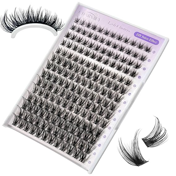 Lash Clusters Wispy Individual Eyelash Clusters 10-18mm C Curl 168 Pcs Natural Cluster Eyelash Extensions, DIY Lashes Clusters Soft Thin Band