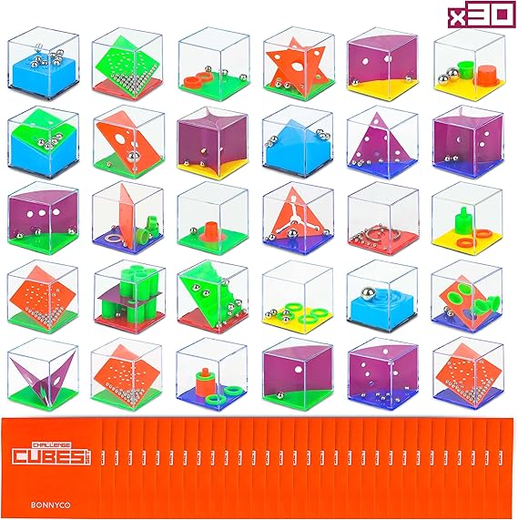 BONNYCO Brain Teaser Puzzles Cubes Kids Party Favors Pack 30. Pinata Goodie Bags Stuffers for Kids 3-5 4-8, Return Gifts for Birthday Party. Mini Puzzle Games, Classroom Prizes, Rewards Stocking