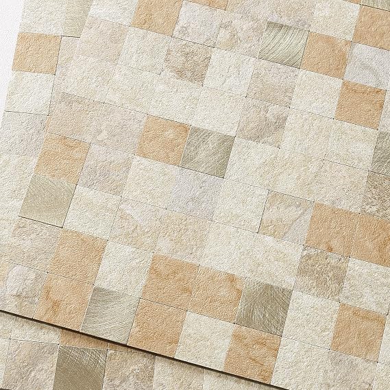 BeNice Kitchen Backsplash Peel and Stick Marble Mosaic Beige Brown 5pcs