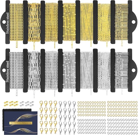 HUISUYTON 45.93 FT Necklace Chain for Jewelry Making (Gold & Silver)