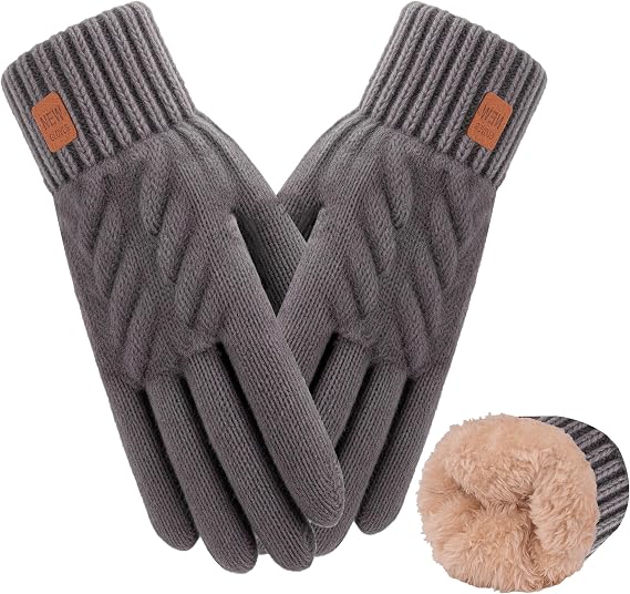 Winter Gloves for Women Men Warm Long Fleece Lined Touchscreen Thermal Knit Elastic Cuff Cold Weather Running Hiking