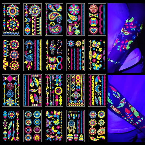 TATUWST Glow in the Dark Tattoos 172 PCS Glow in the Dark Party Supplies
