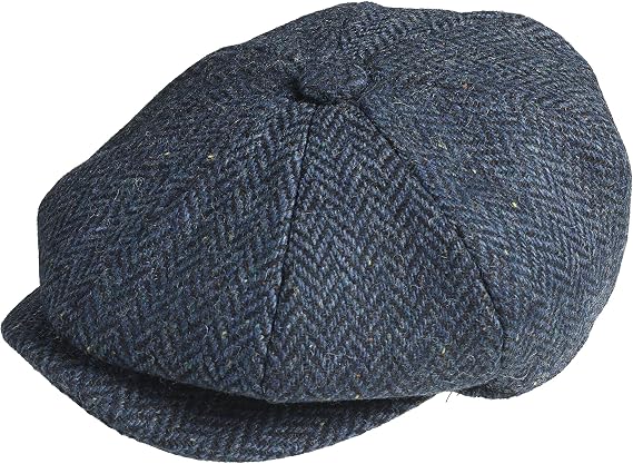 PEAKY BLINDERS 8 Piece 'Newsboy' Style Flat Cap -Tweed Wool Fabric Variations