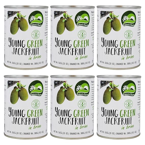 Nature's Charm Young Green Jackfruit in Brine (6 Pack, Total of 120oz)