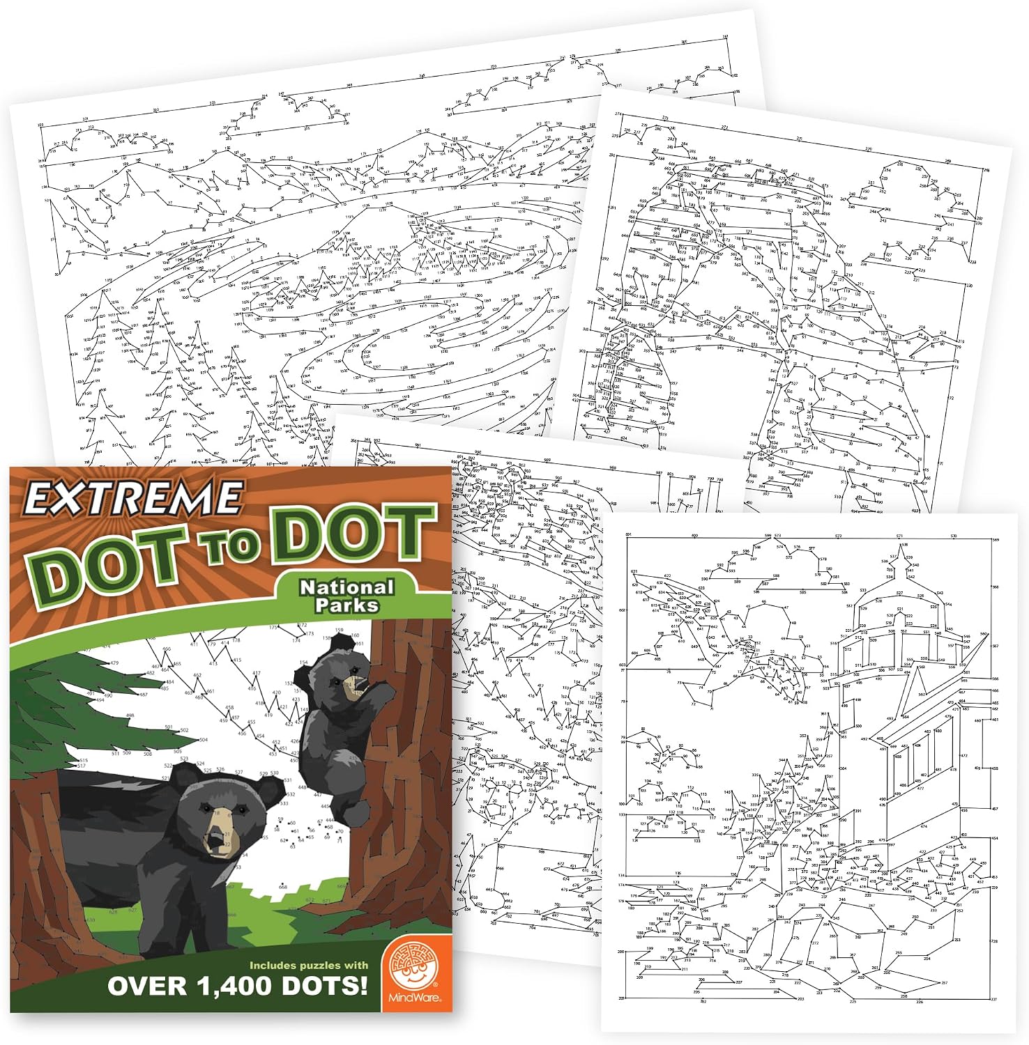 MindWare Extreme Dot-to-Dot: National Parks – Connect-The-dot Activity & Coloring Book for Kids, Teens & Adults – 32 Engaging Puzzles – Fun Quiet-time workbook for Boys & Girls