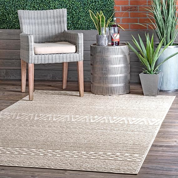 nuLOOM Kamryn Beige Geometric Indoor/Outdoor Area Rug, 8' x 10'