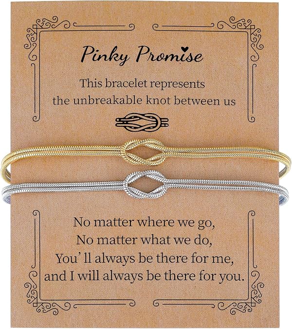 iWenSheng Valentines Day Gifts for Couples - Matching Couple Stuff Love Knot Permanent Bracelets, Pinky Promise Soulmate Long Distance Relationship His and Hers Birthday Gift for Her Him